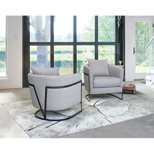 One Size Leonard Contemporary Accent Chair Grey Fabric 